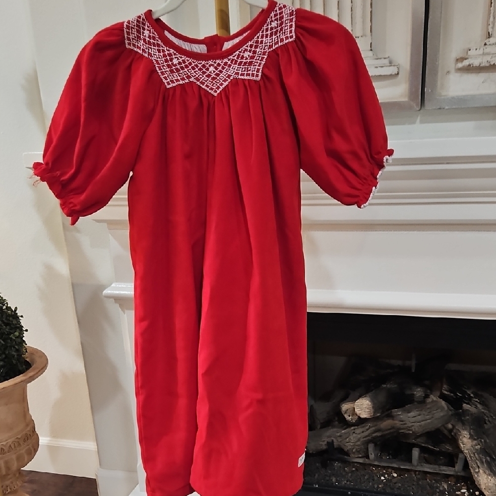 Smocked CO Red Bishop Dress
